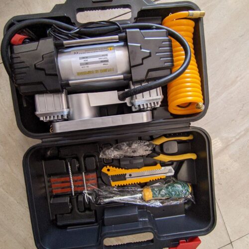 12V 150PSI Portable Air Compressor Dual Cylinder Car Tire Pump Car Tire Inflatable Pump Heavy Duty Portable Metal Air Compressor