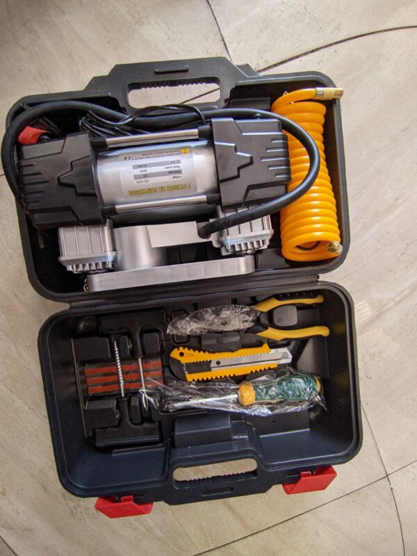 12V 150PSI Portable Air Compressor Dual Cylinder Car Tire Pump Car Tire Inflatable Pump Heavy Duty Portable Metal Air Compressor